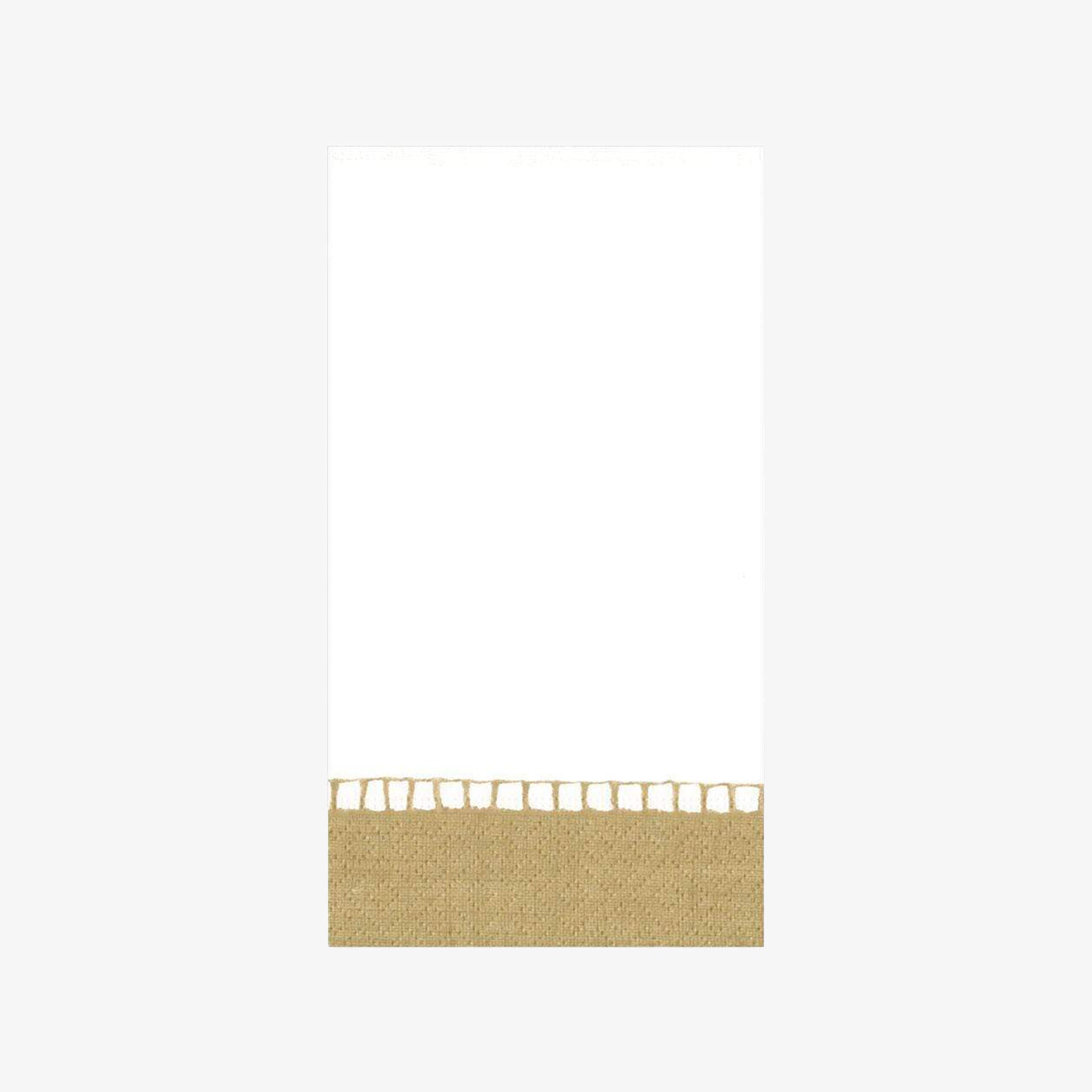 Beige woven mat with a white border on a white background