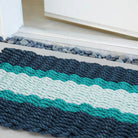 Lobster Rope Outdoor Doormat in Navy + Teal + Seafoam - Addison West 