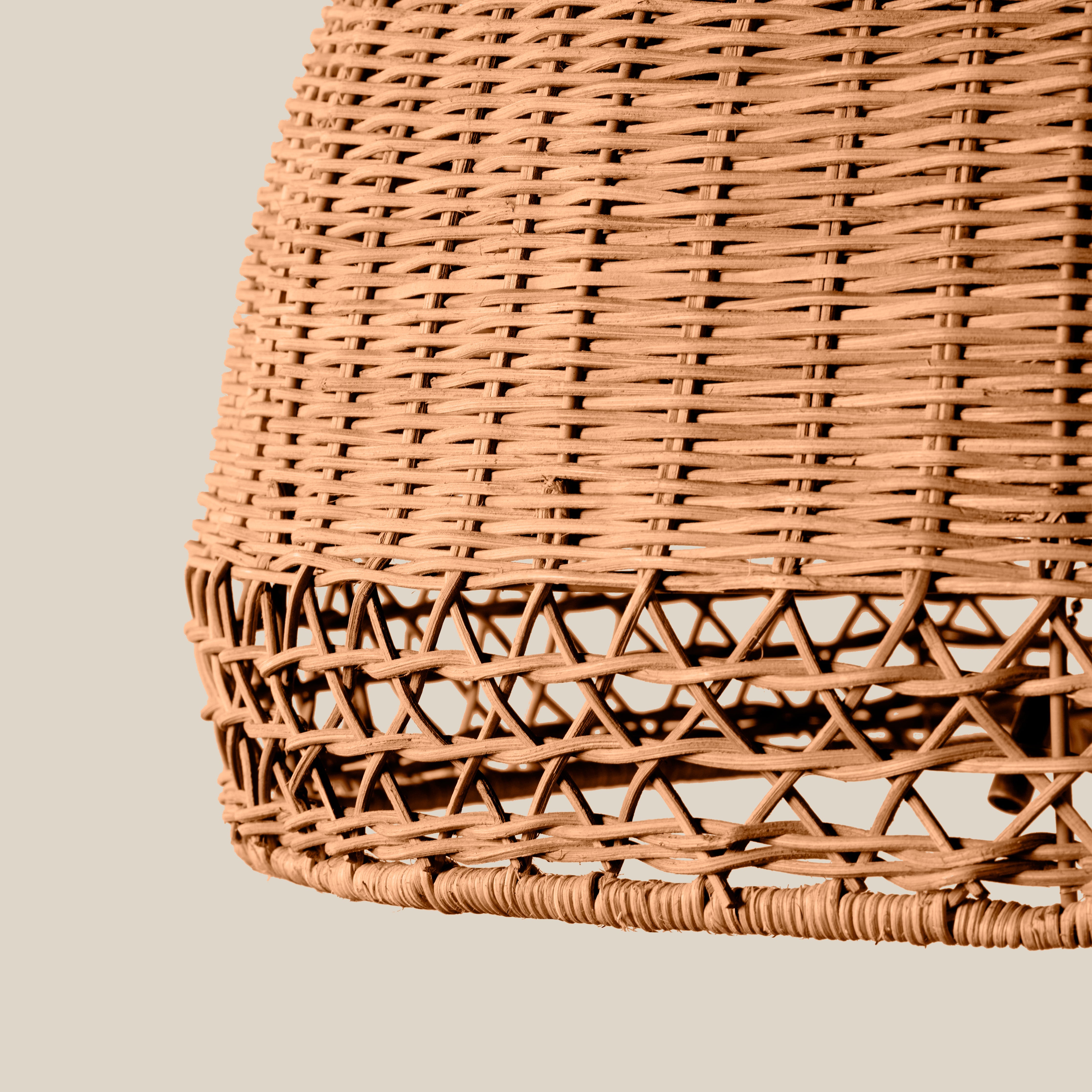 Close up of Woven Augusta Floor Lamp on a beige background at Addison West