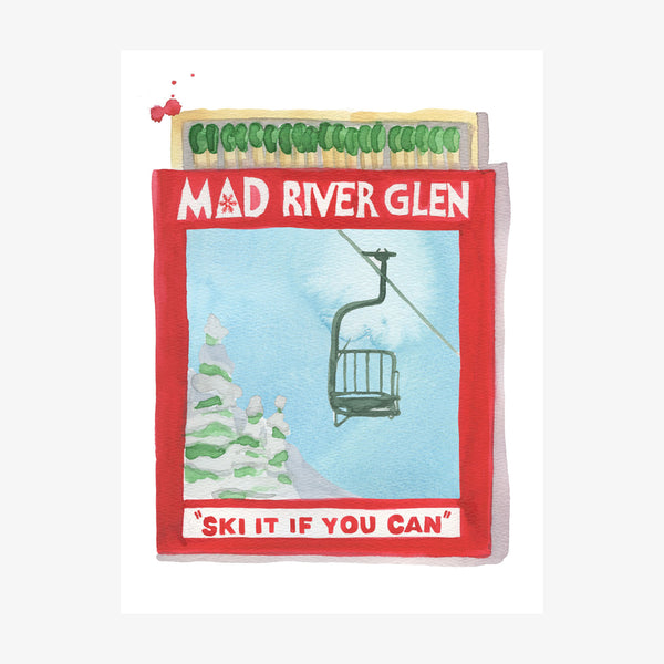 Mad River Glen Matchbook Print on a white background