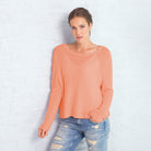 Marina Crew Mercer in Cantaloupe on a model on a white background at Addison West