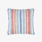 Miles Stripe 20" Square Indoor/Outdoor Pillow in Navy on a white background at Addison West