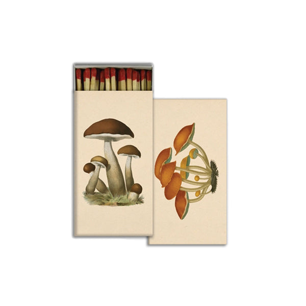 Mushroom match box by homart with vintage mushroom image on a white background