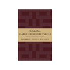 The New York Times Classic Crossword Puzzles book cover, featuring a dark burgundy grid pattern on the top and bottom with a tan center band containing the title and editor information.