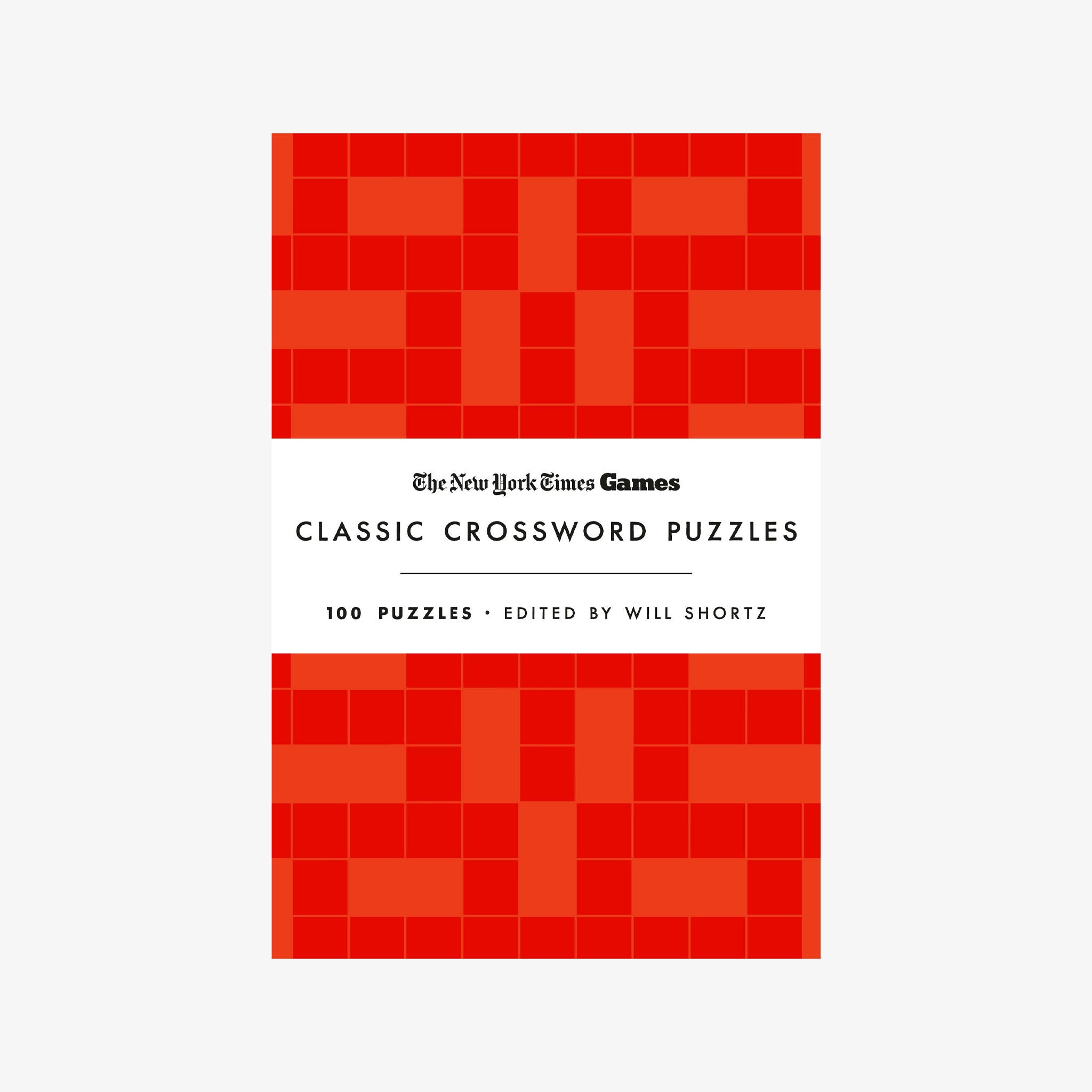 Book cover of 'Classic Crossword Puzzles' by The New York Times Games with red and orange checkered pattern.