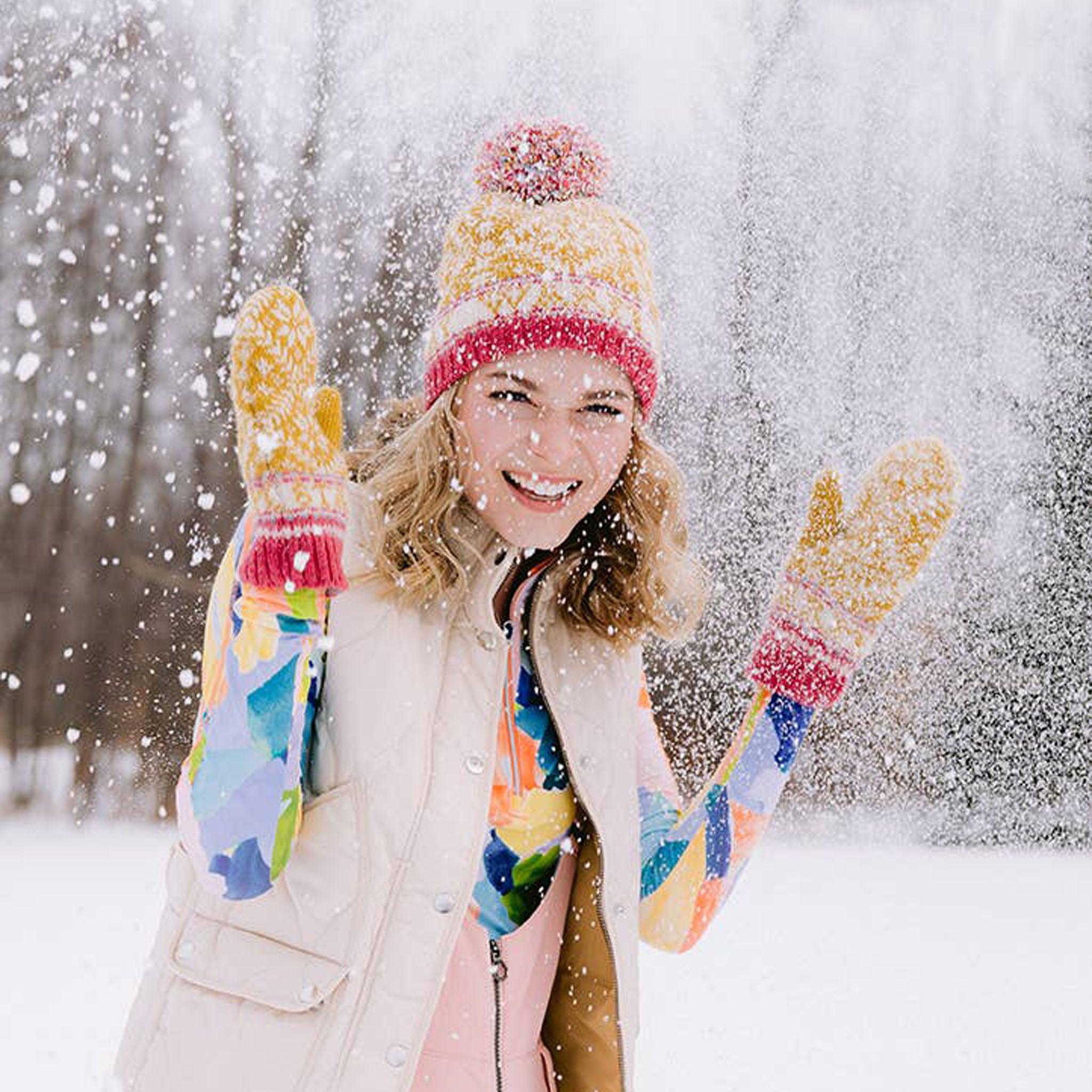 Nordic Hat in Yellow on a model at Addison West