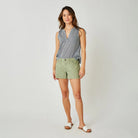 Oahu 4“ Short in Olive shown on model on plain background.