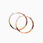Ocean Breakup Large Beaded Hoop Earrings in Hibiscus on white background at the Addison West.