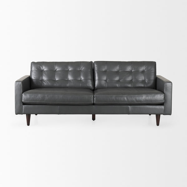 Mercana Brand Olaf Grey Leather Sofa on a white background