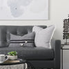 Olaf Grey Leather Sofa on a white background in a modern farmhouse living room
