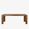 Four Hands Orla farmhouse style dining table in toasted acacia wood on a white background