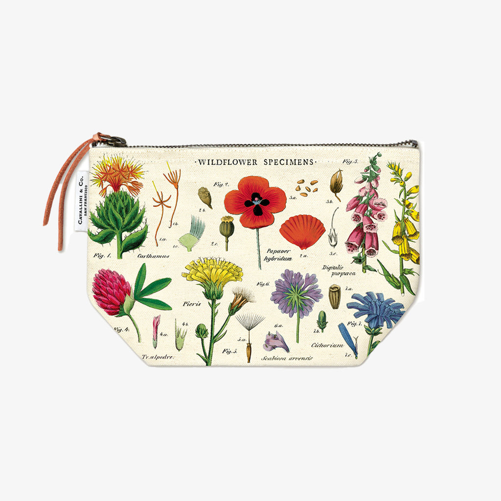 Cavallini Paper Wildflowers Pouch on a white background
