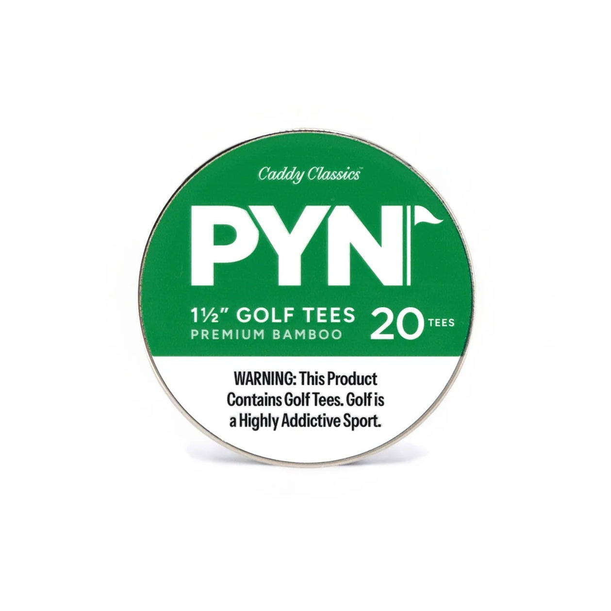 PYN golf tees ball marker on a white background at Addison West