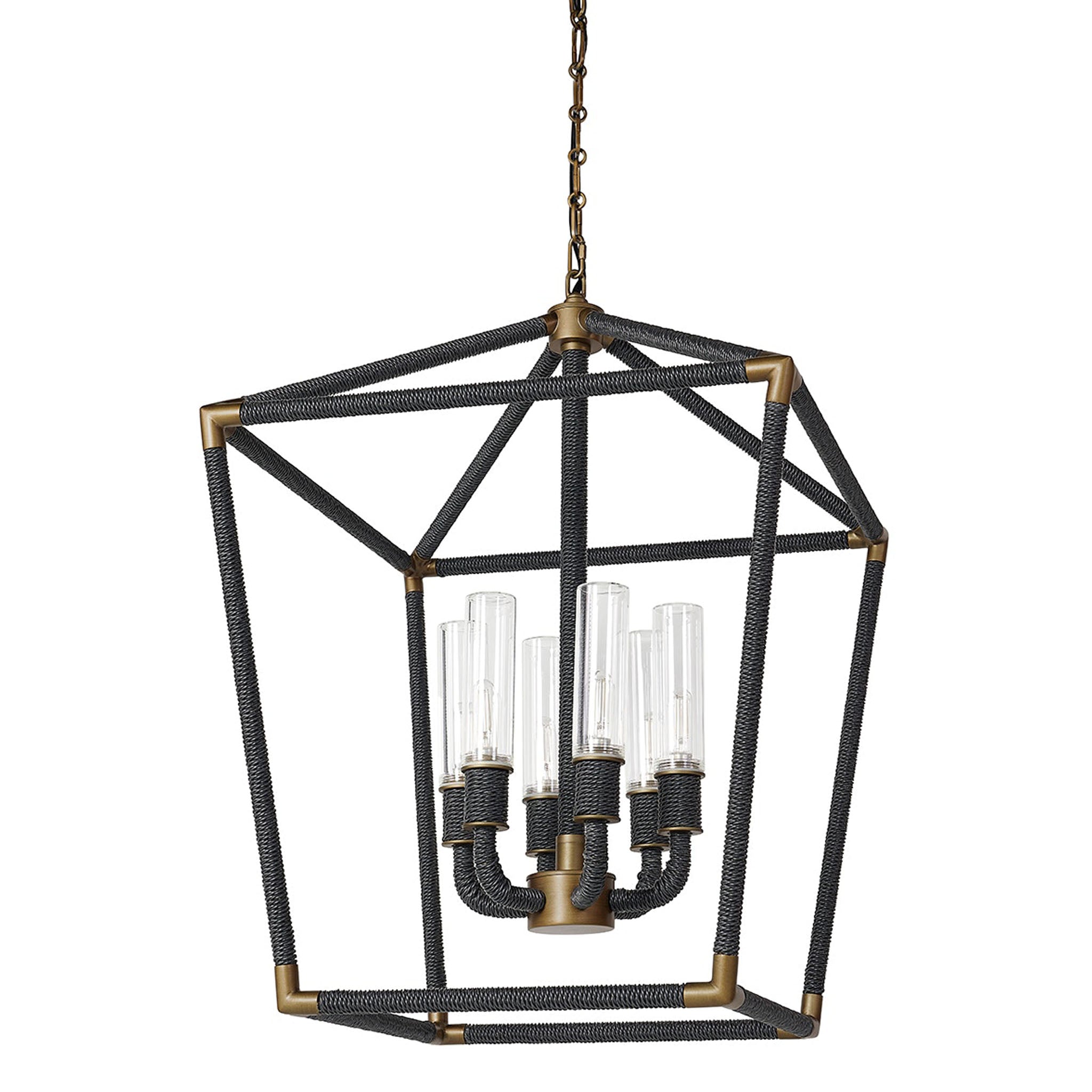 Palecek Hollister Outdoor Large Chandelier, Black on white background at the Addison West.