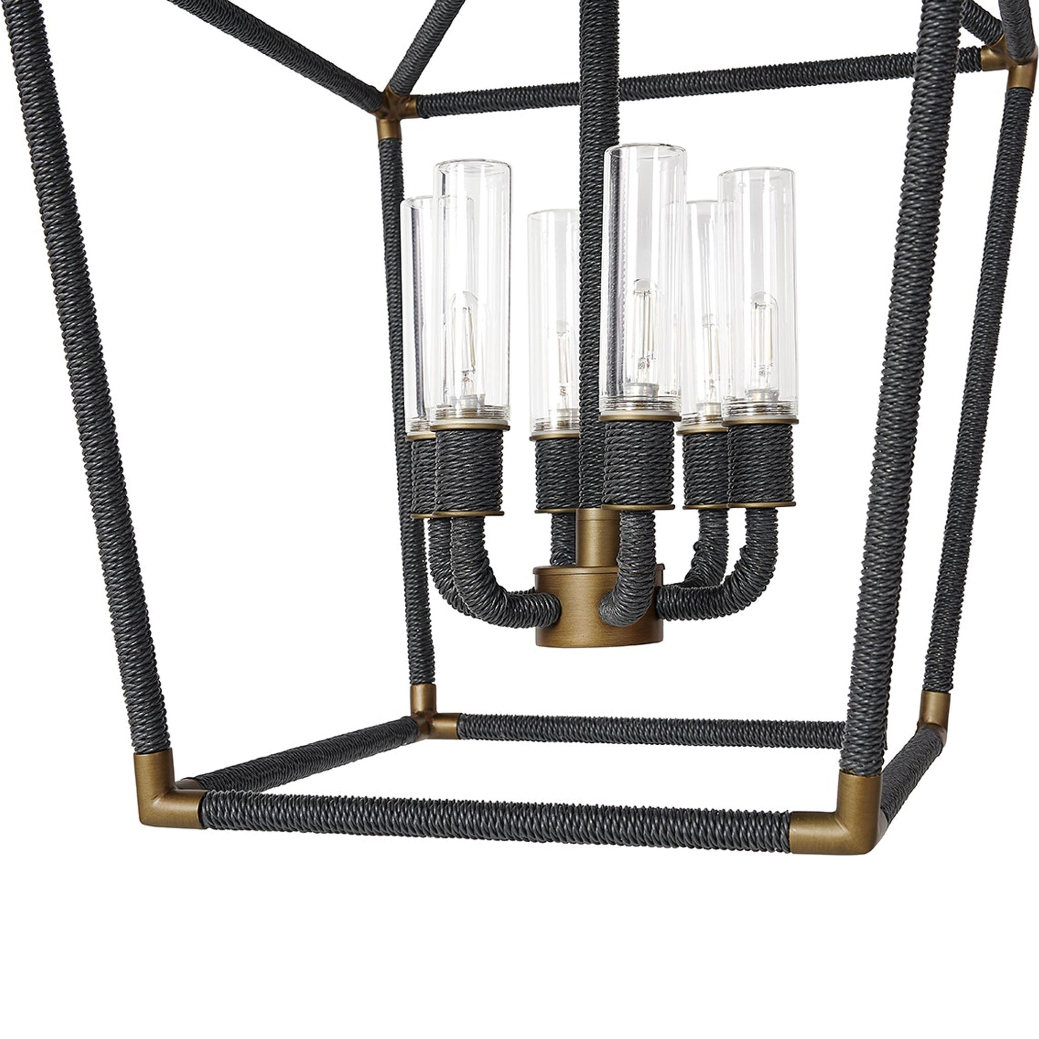 Palecek Hollister Outdoor Large Chandelier, Black on white background at the Addison West.