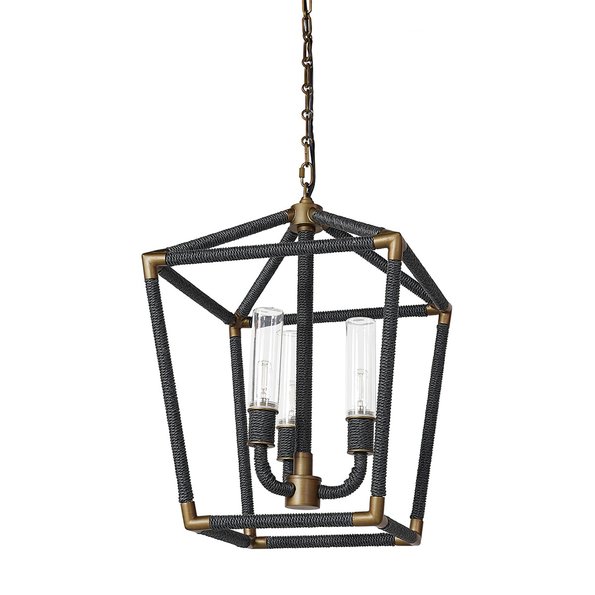 Palecek Hollister Outdoor Small Chandelier, Black on white background at the Addison West.