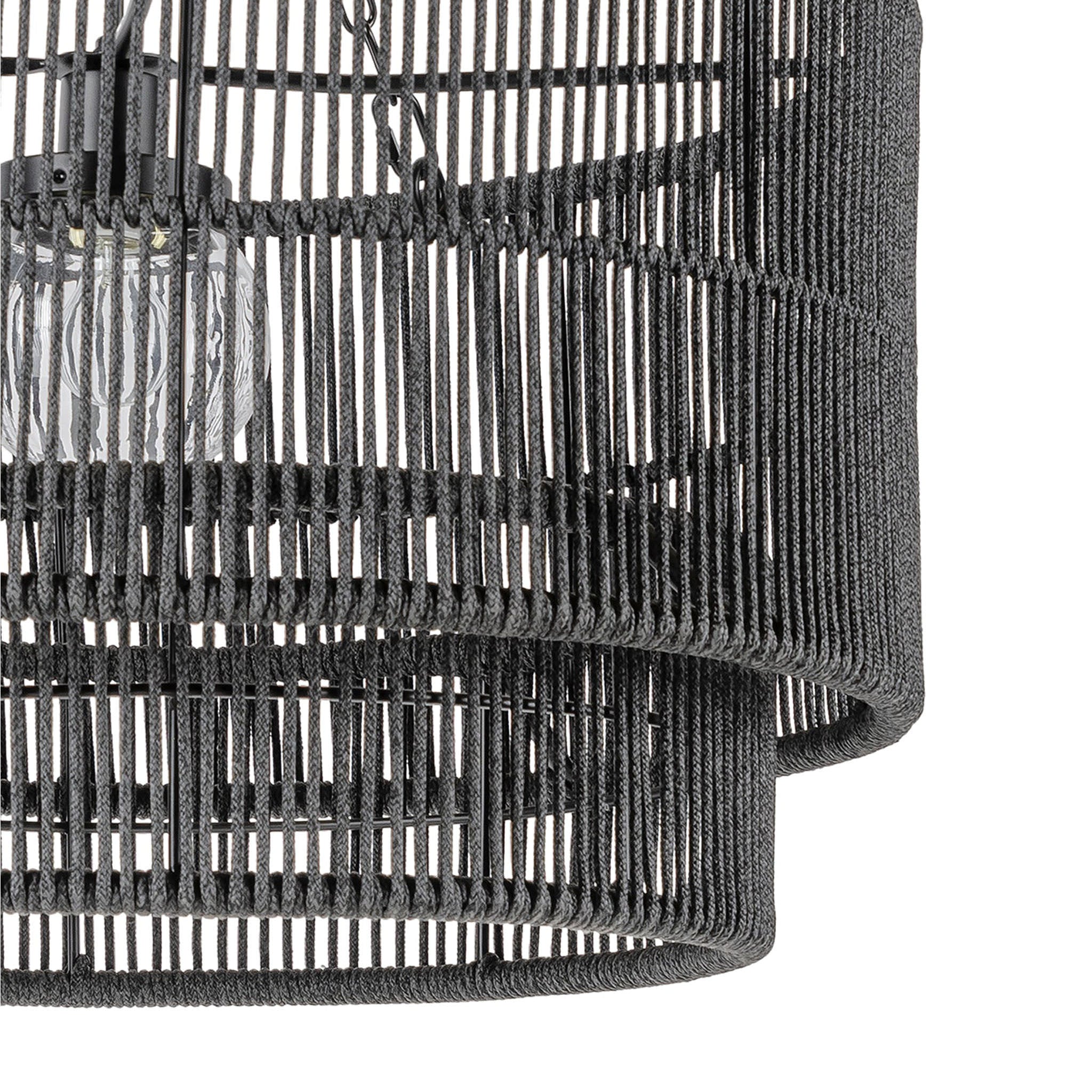 Palecek Tanner Outdoor Drum Pendant, Black on white background at the Addison West.