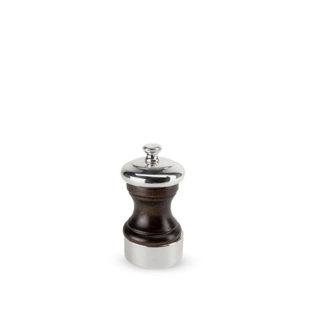Peugeot Palace Antique Brown and Silver Plate Pepper Mill on a white background