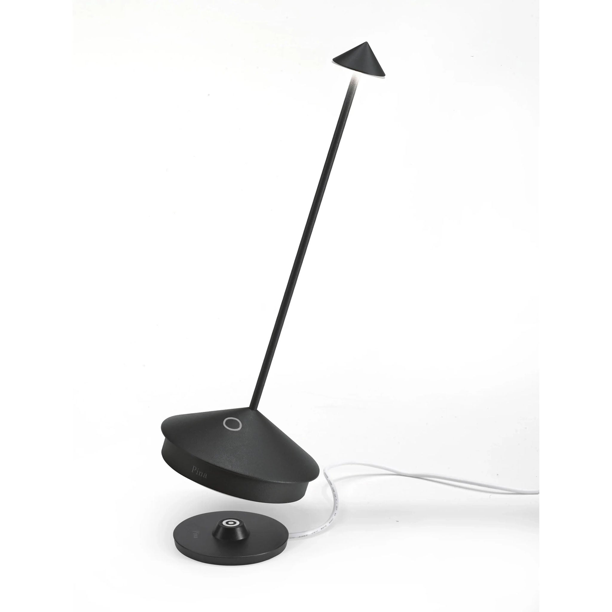 Black LED desk lamp on a white background