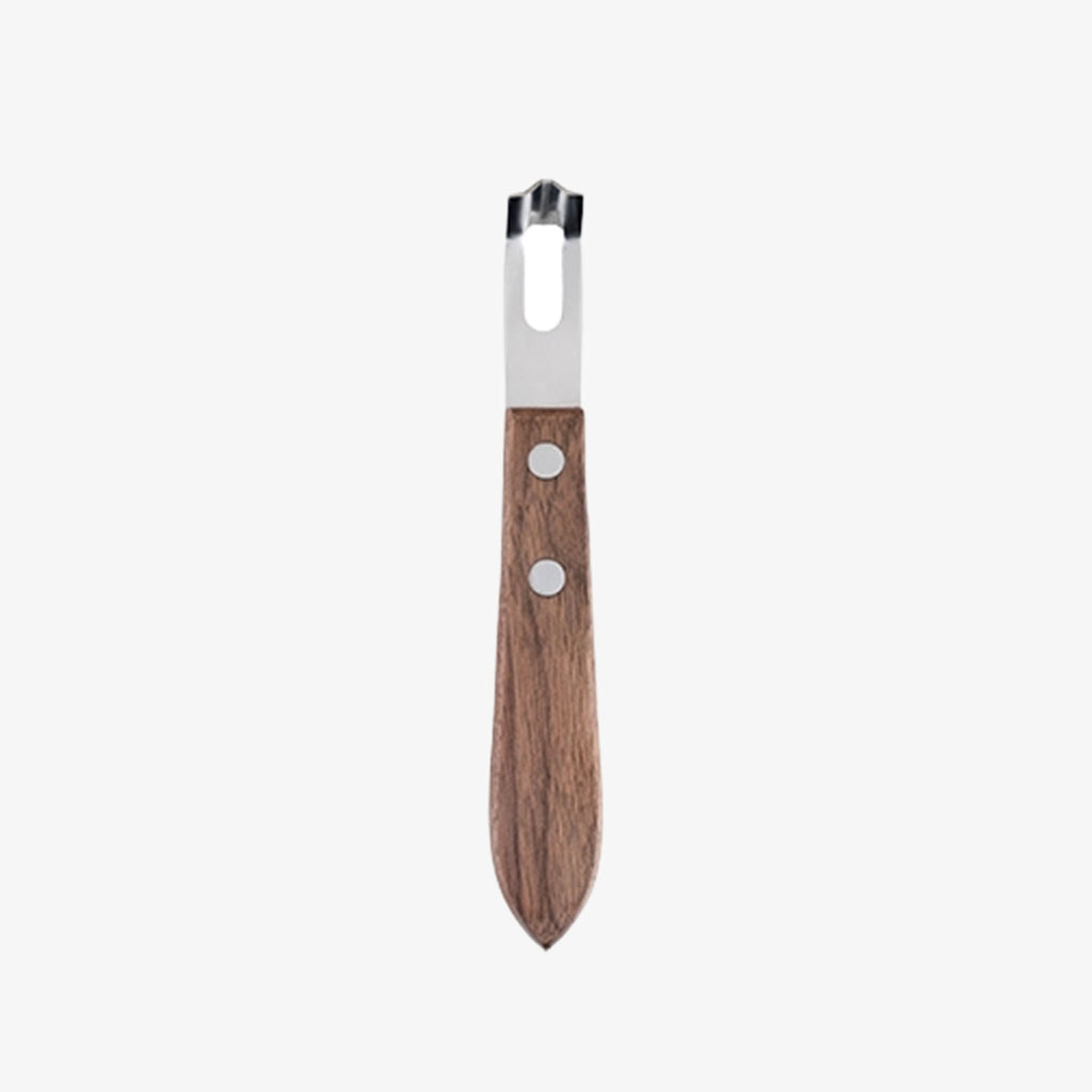Stainless steel Channel Knife with Walnut Handle  on a white background