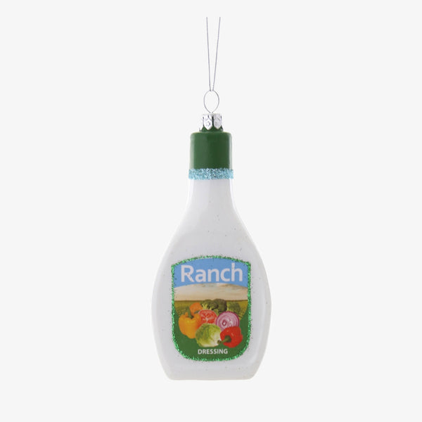 Ranch dressing holiday ornament by Cody Foster brand on a white background