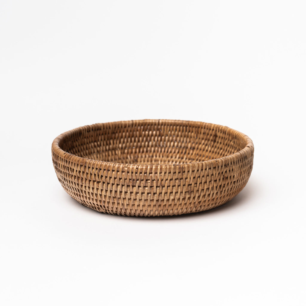 Rattan bowl on a white background