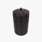 Rattan Toilet Paper Holder in Tudor Black on a white background