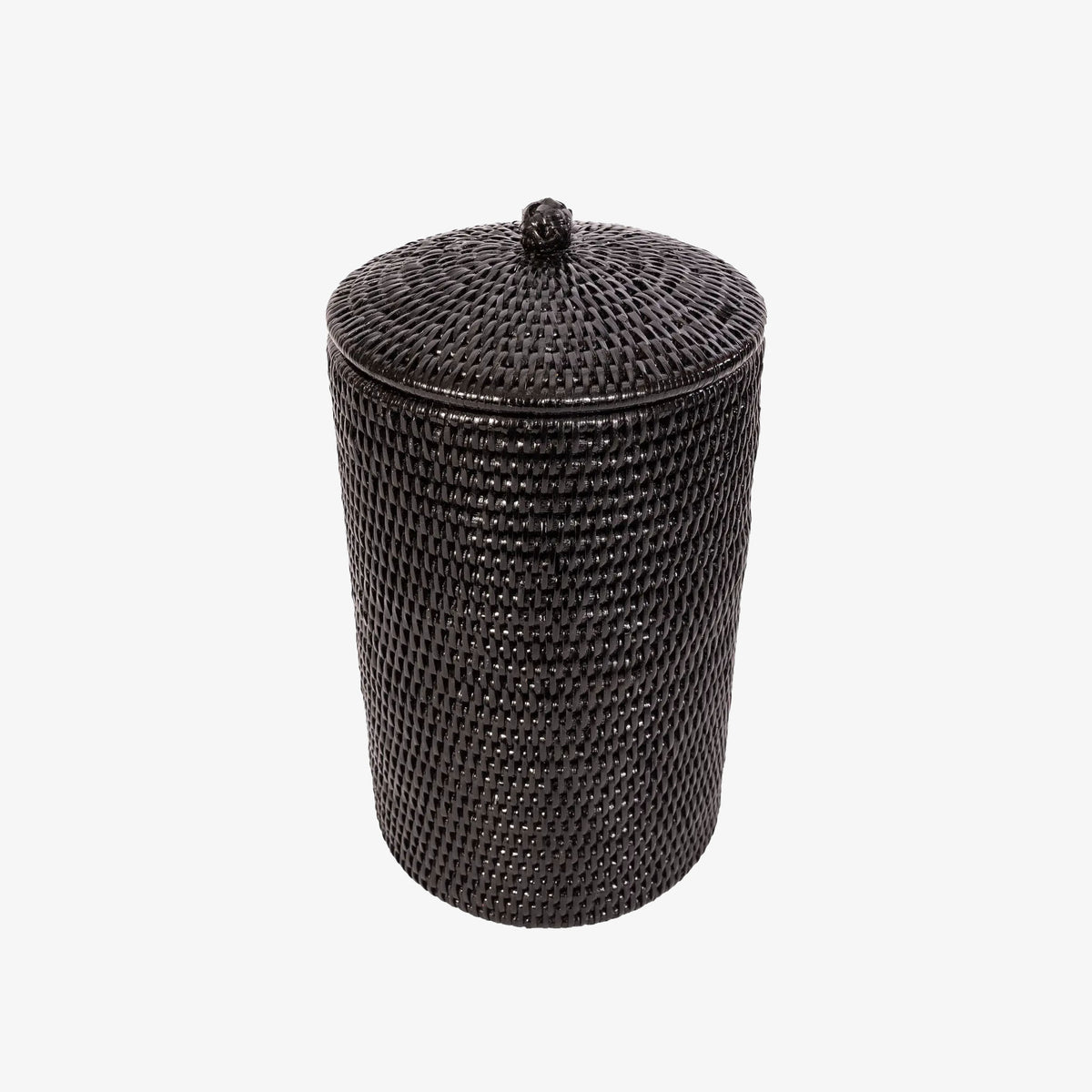 Rattan Toilet Paper Holder in Tudor Black on a white background