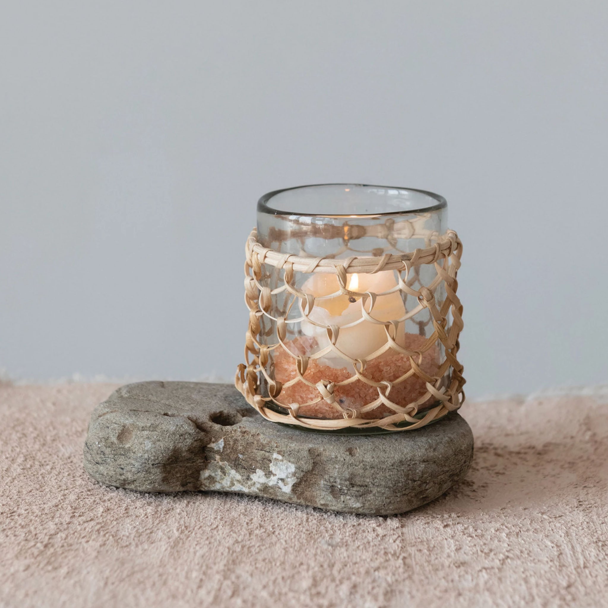 Seaside Rattan Wrapped Votive Holder - Addison West 