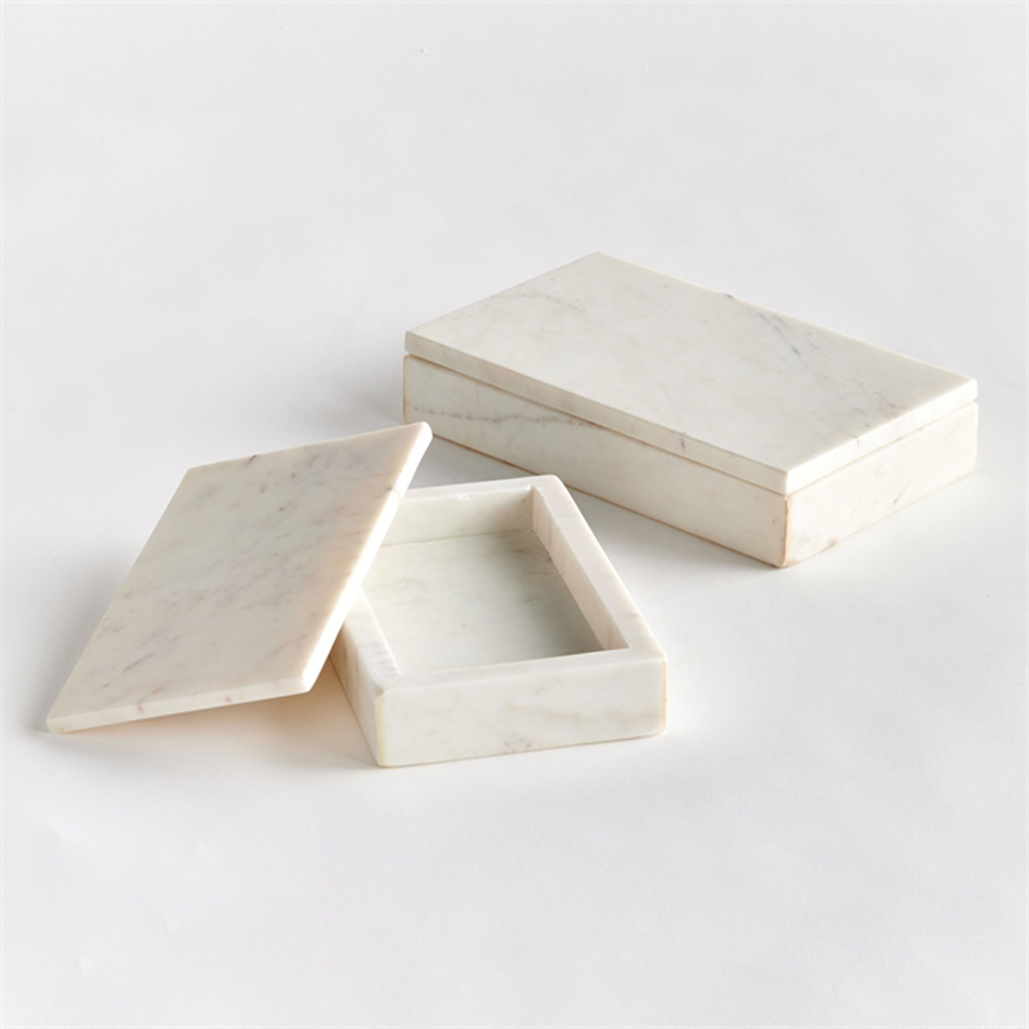 Rectangular Armani Marble Boxes Set of Two - Addison West 