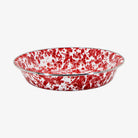 Golden Rabbit brand Red  and white Swirl Enamelware Pie Plate on a white background