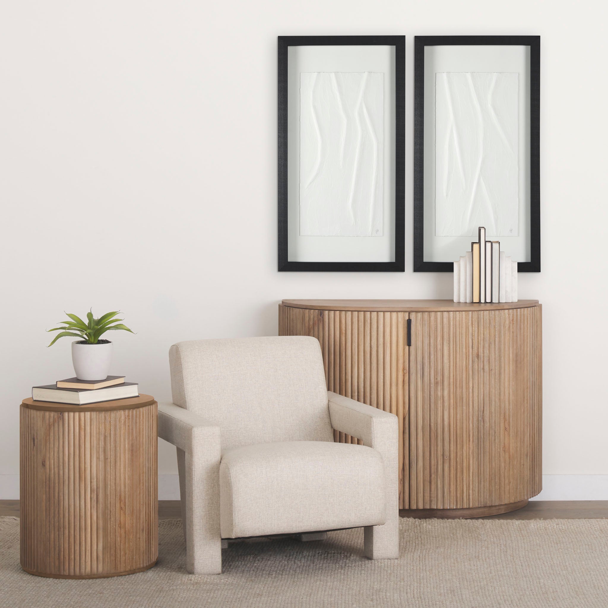 Reece Reeded Side Table in Natural - Addison West 