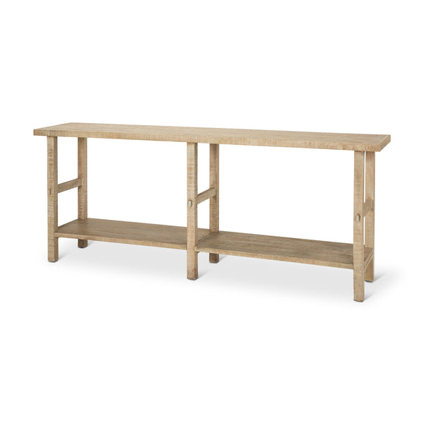 Rosie Large Blonde Wood Console Table on a white background