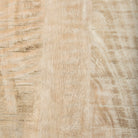 Close up of Rosie Large Blonde Wood Console Table on a white background