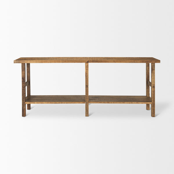 Rosie Large Brown Wood Console Table on a white background