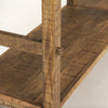 Close up of Rosie Large Brown Wood Console Table on a white background