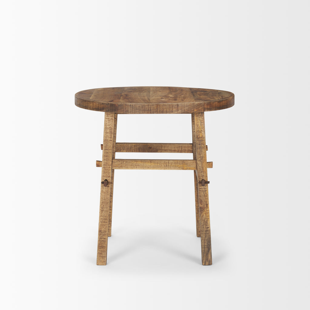Rosie Large Brown Wood End Table on a white background