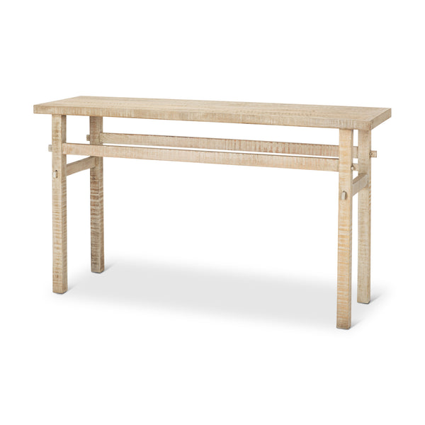 54" Small Blonde Wood Console Table on a white background