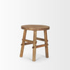 Round Small Brown Wood End Table with rustic joinery on a white background
