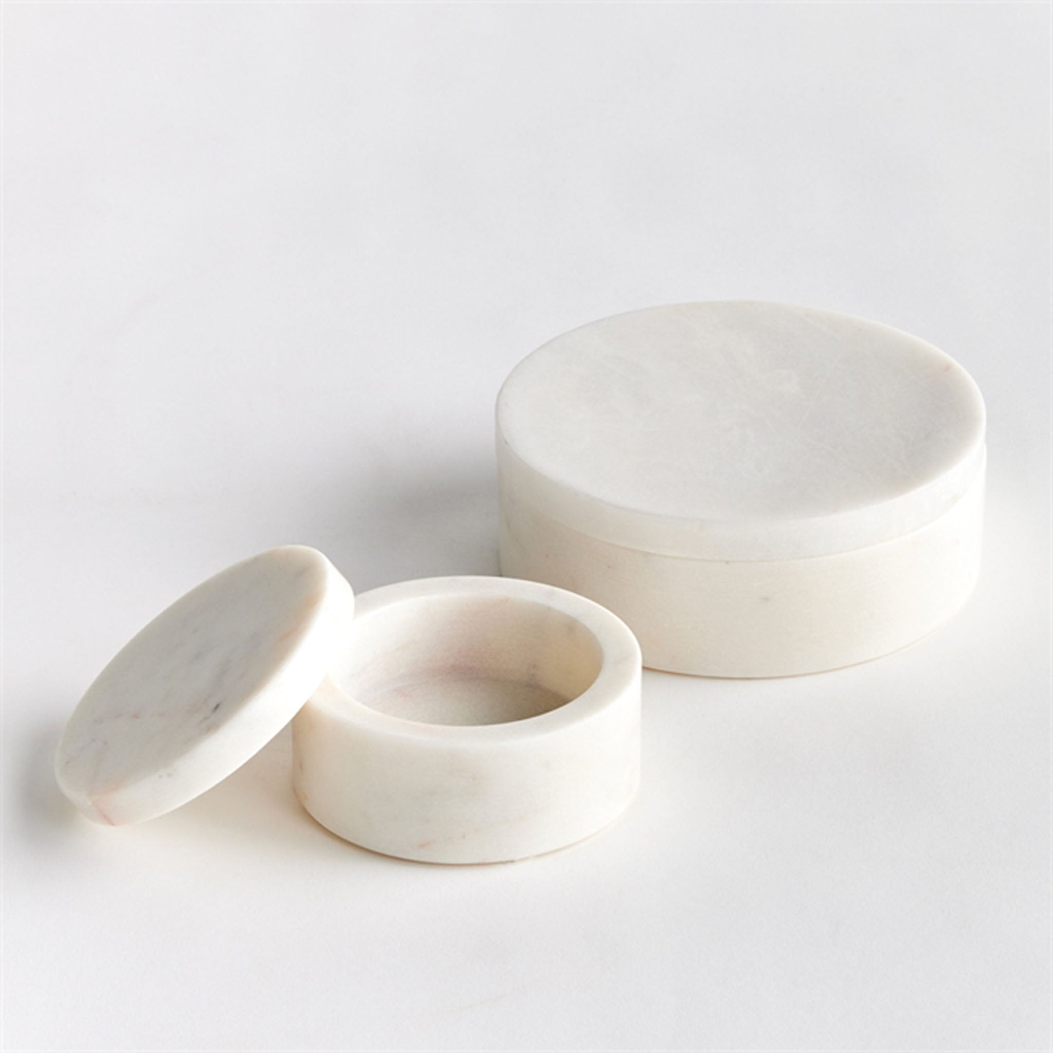 Round Armani Marble Boxes Set of Two - Addison West 