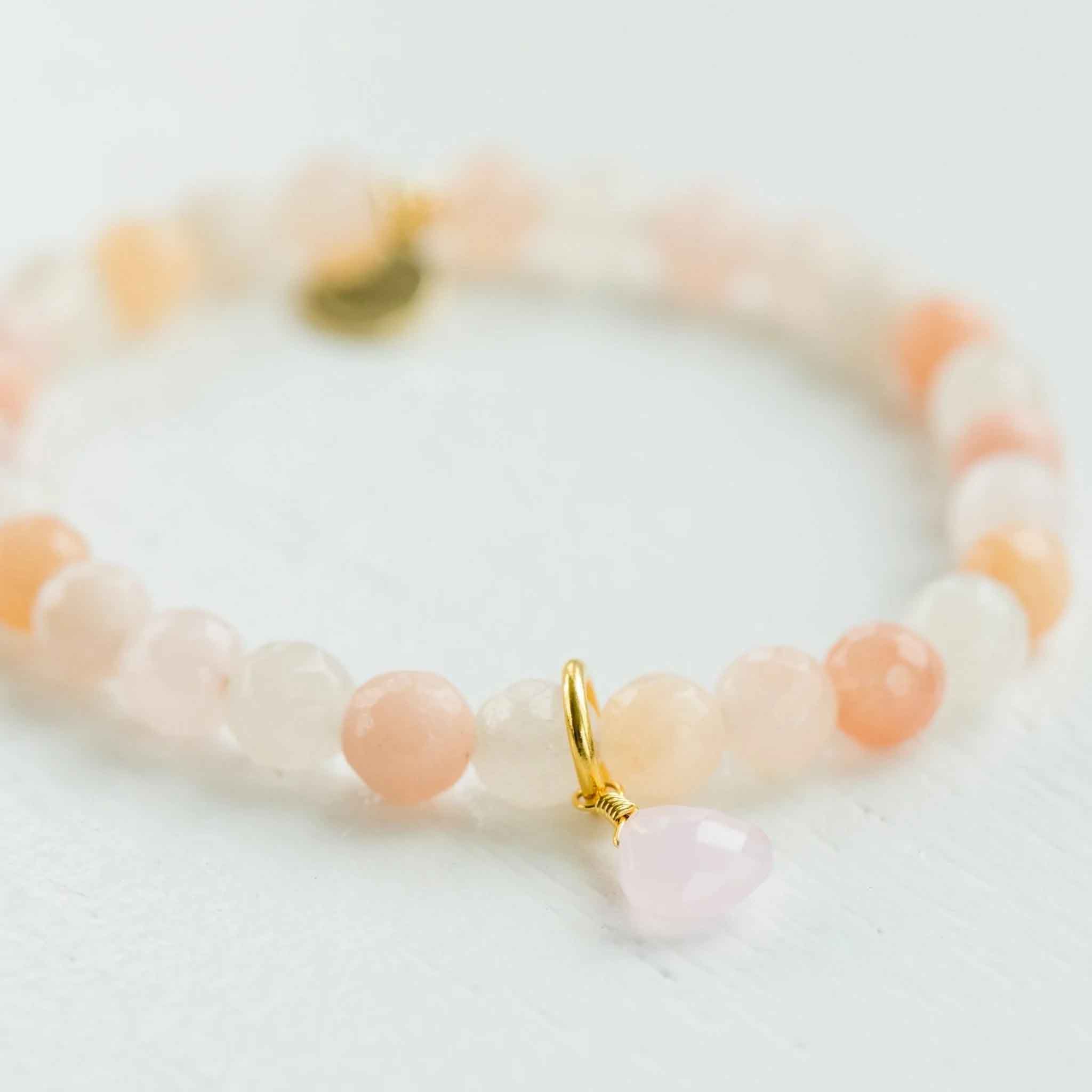Elli Parr Royal Gemstone Bracelet in Peach Moonstone on a white background at Addison West
