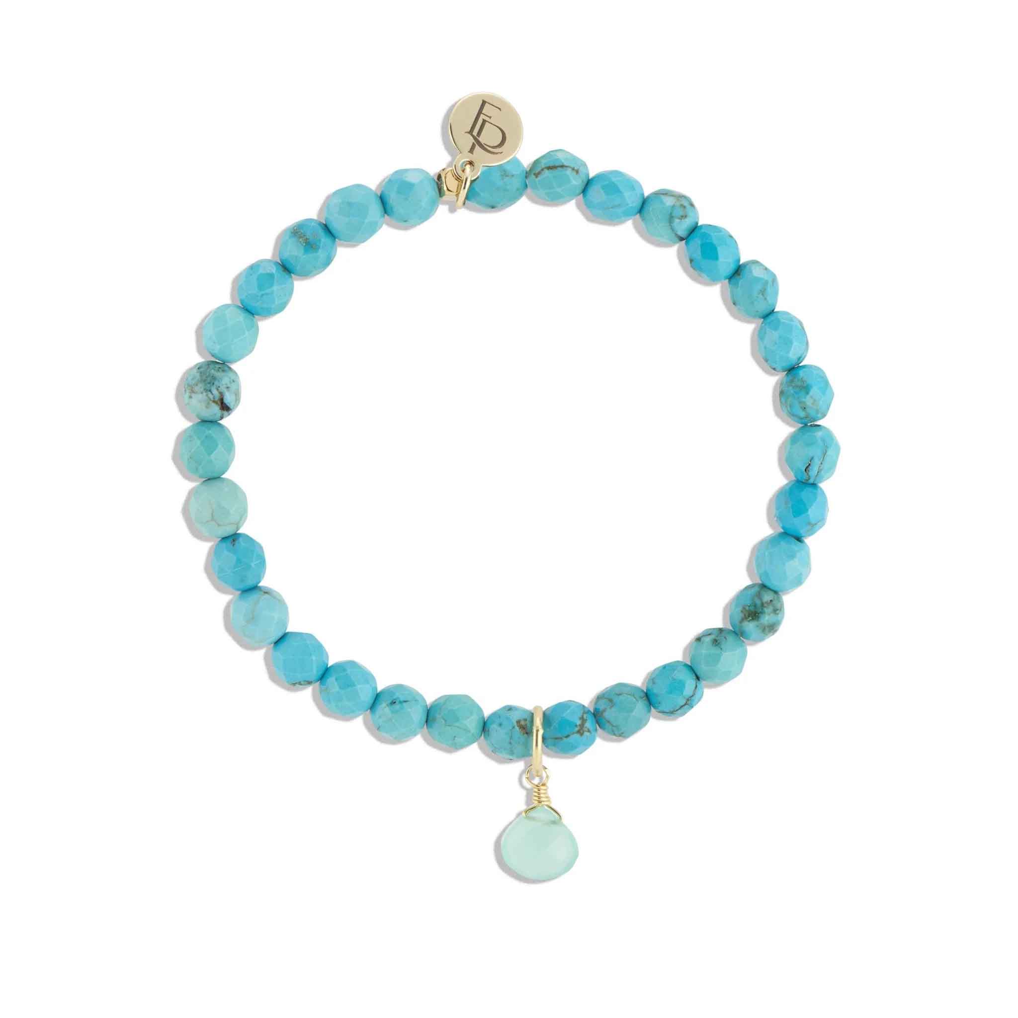 Elli Parr Royal Gemstone Beaded Bracelet in Turquoise on a white background at Addison West
