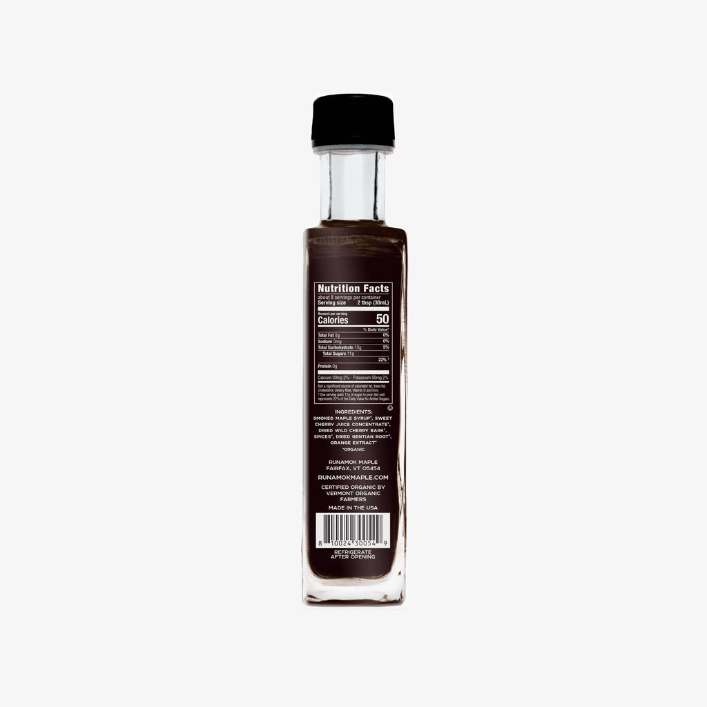 Runamok maple cocktail syrup on a white background
