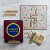 Retro scrabble game set on a wood surface