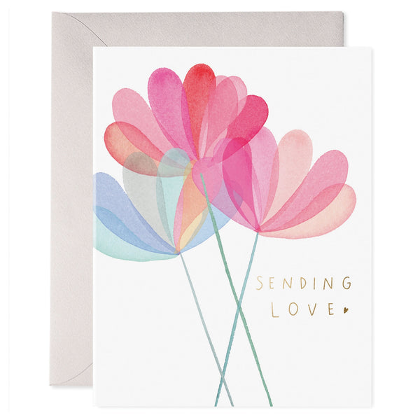 E Frances Sending Love Thinking of You Card on a white background