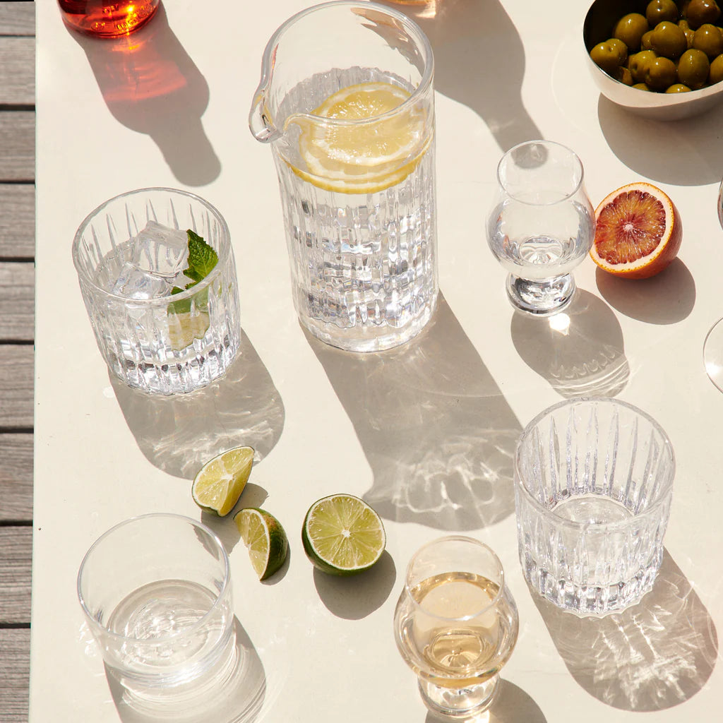 Simon Pearce Montpelier Double Old Fashioned, Set of 2 on a table at Addison West