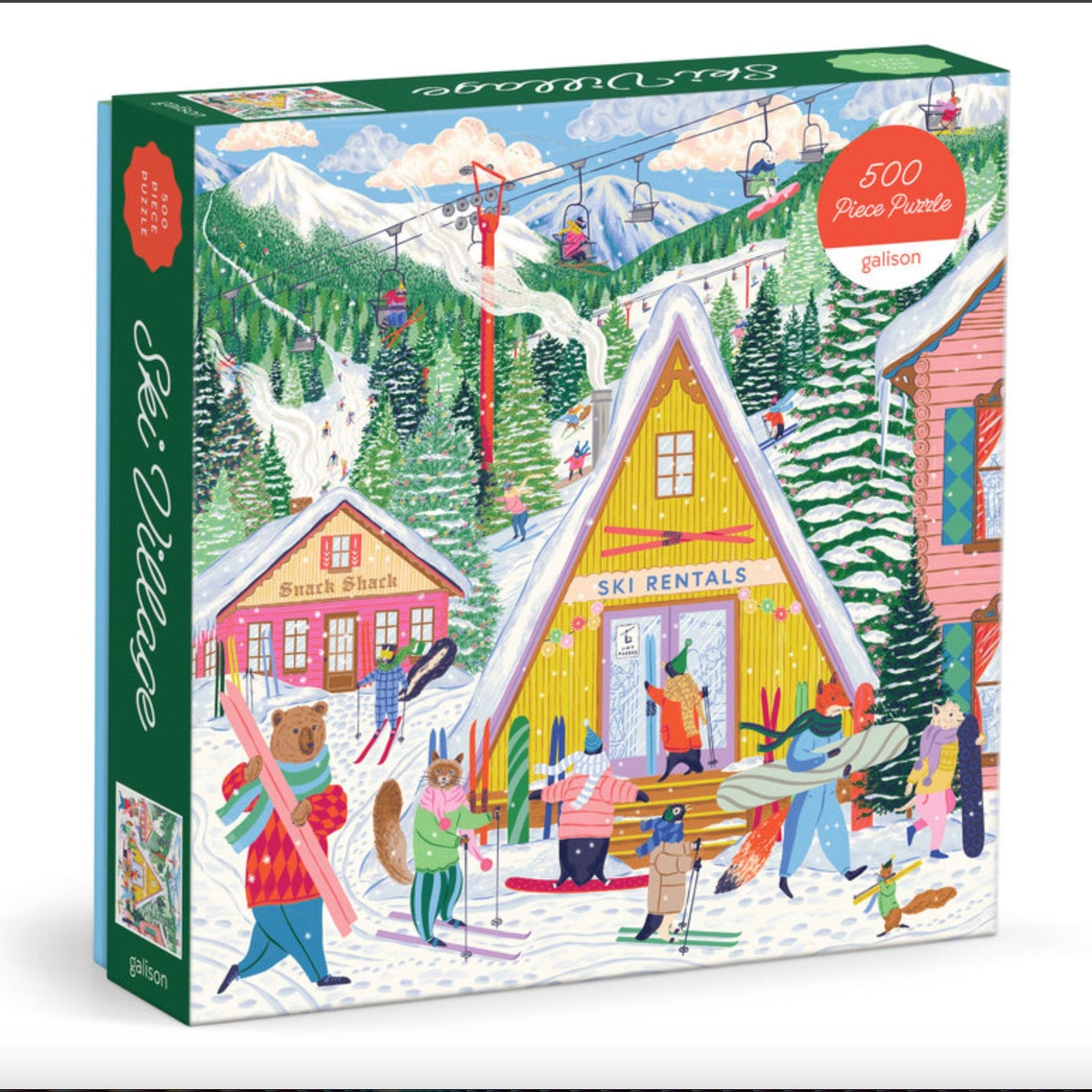 Ski Village 500 Piece Puzzle on a white background at Addison West