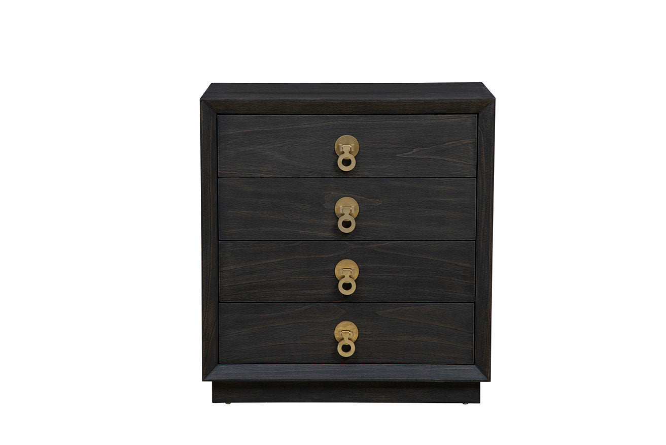 Furniture classics brand Small Buxton Chest with four drawers and gold pulls on a white background