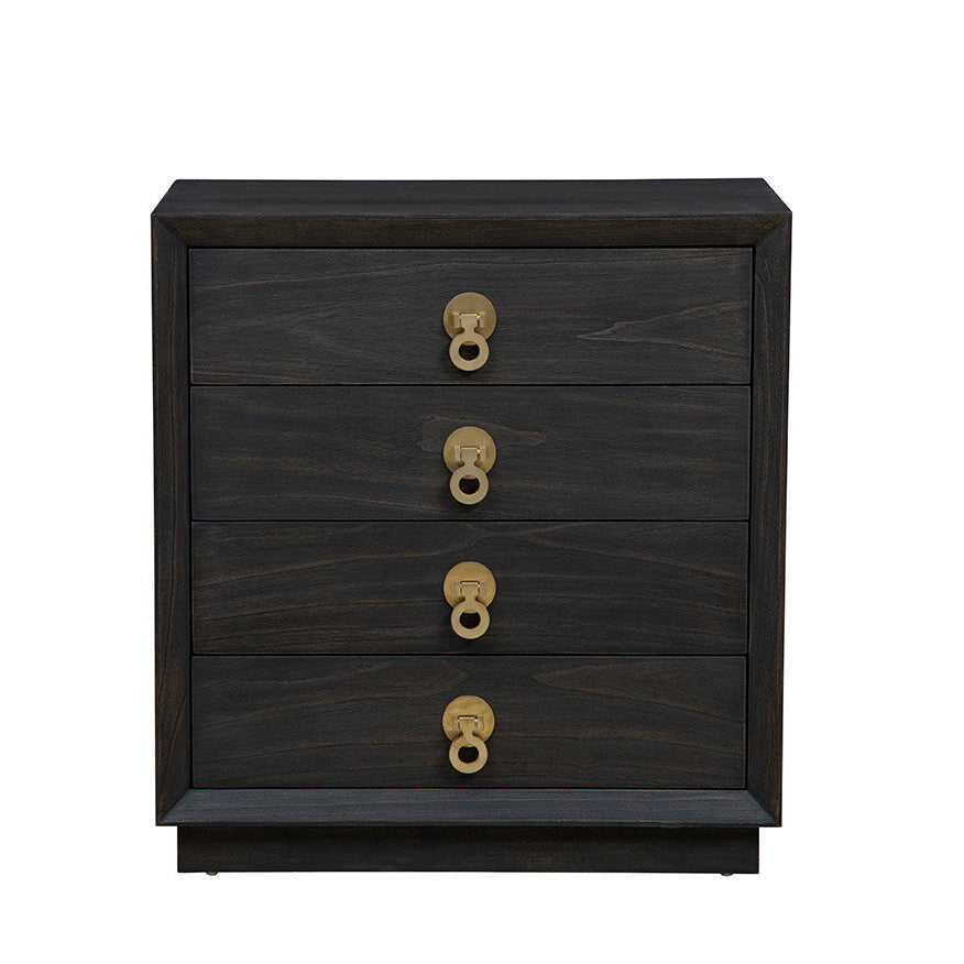 Furniture classics brand Small Buxton Chest with four drawers and gold pulls on a white background