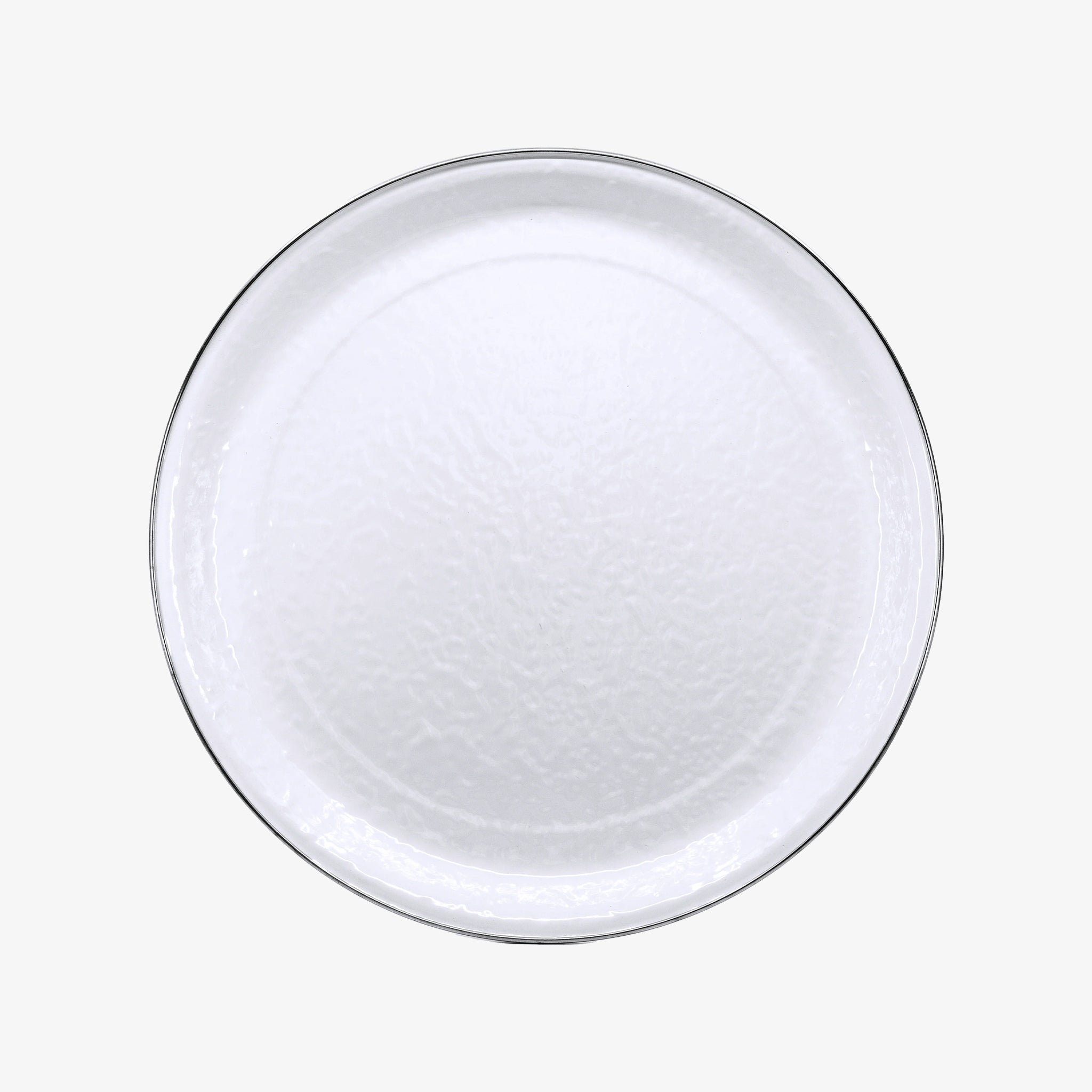 Golden rabbit brand Large White Enamelware Tray with stainless rim on a white background